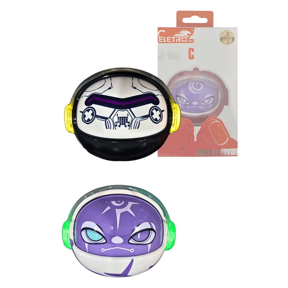 Fone Ouvido Auricular Bluetooth LED RGB Muda Face J-60C — default