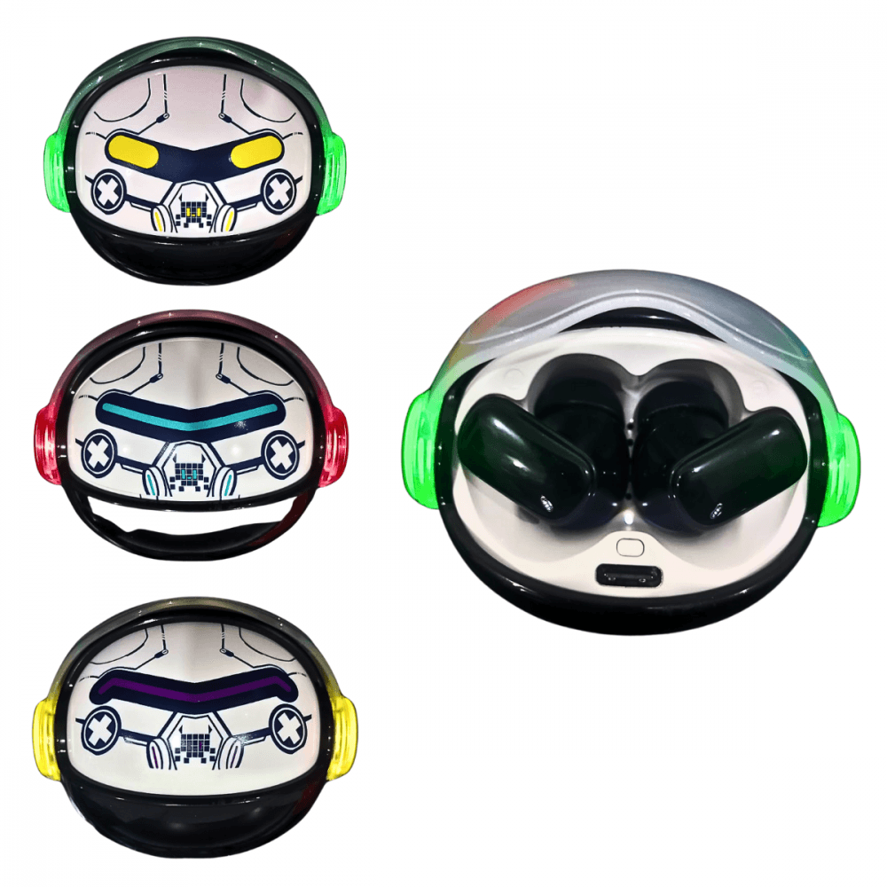 Fone Ouvido Auricular Bluetooth LED RGB Muda Face J-60C