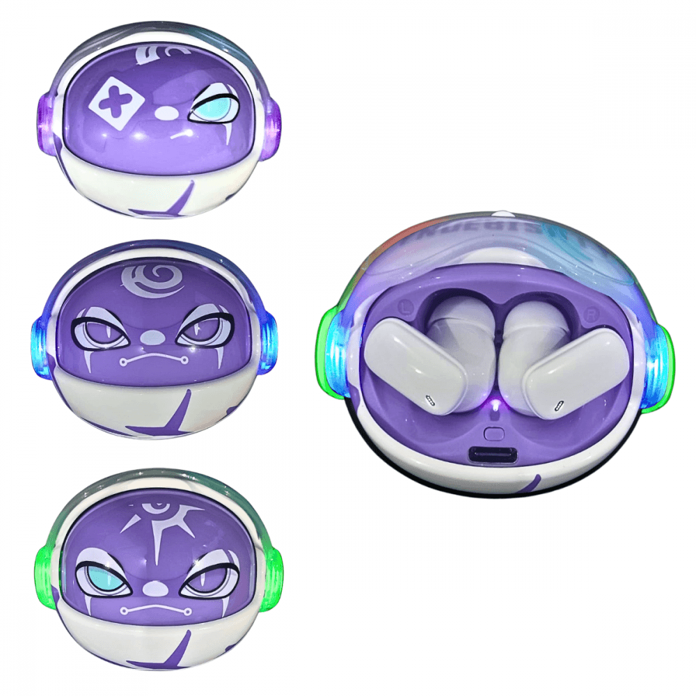 Fone Ouvido Auricular Bluetooth LED RGB Muda Face J-60C