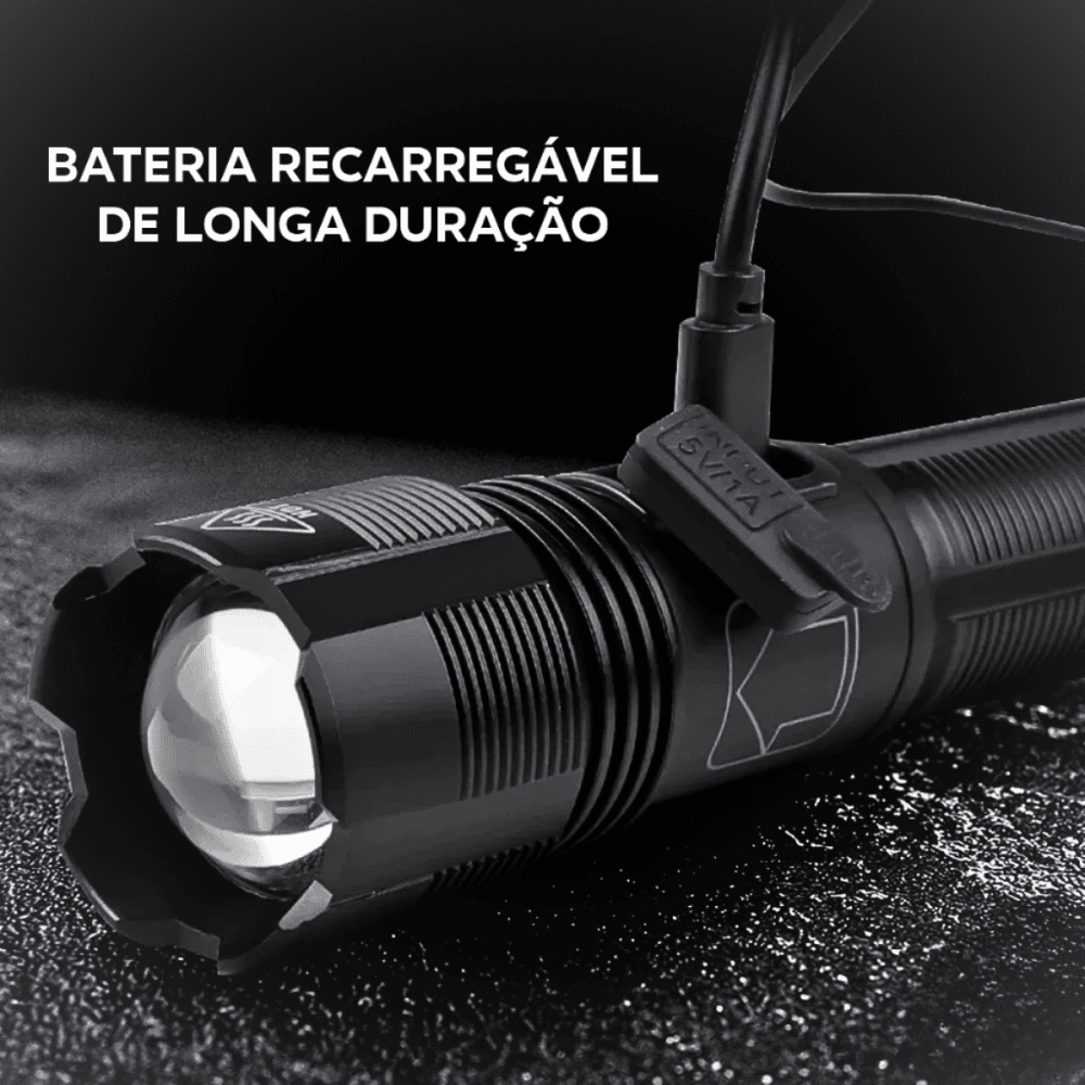 Lanterna Tática Portátil Bateria Recarregável Luz AL-B1287