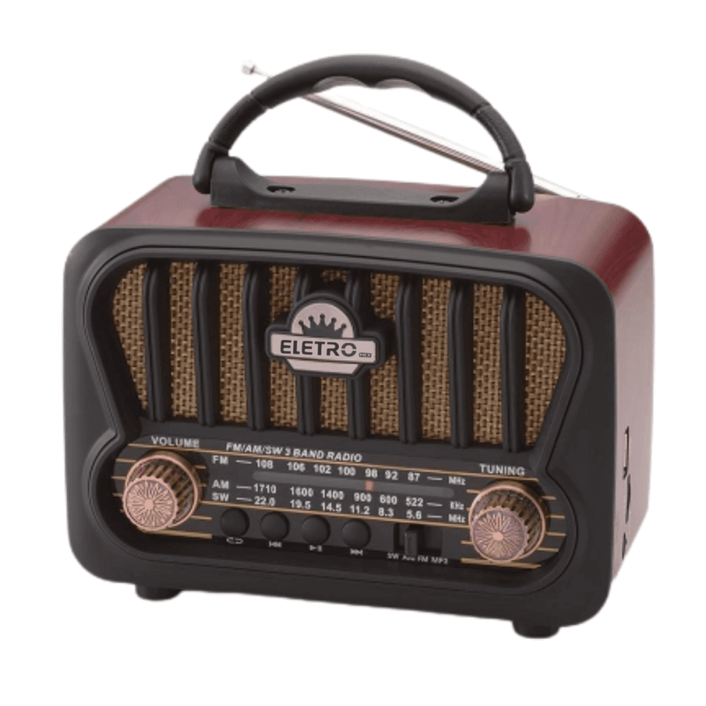 Rádio Retro 3W Bluetooth 5 1 Lanterna EL-1311 — Preto