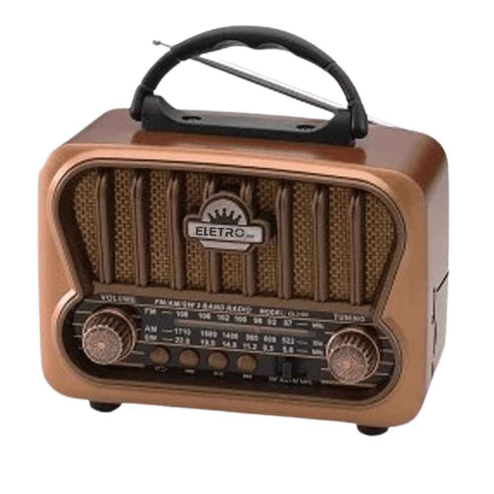 Rádio Retro 3W Bluetooth 5 1 Lanterna EL-1311 — Dourado