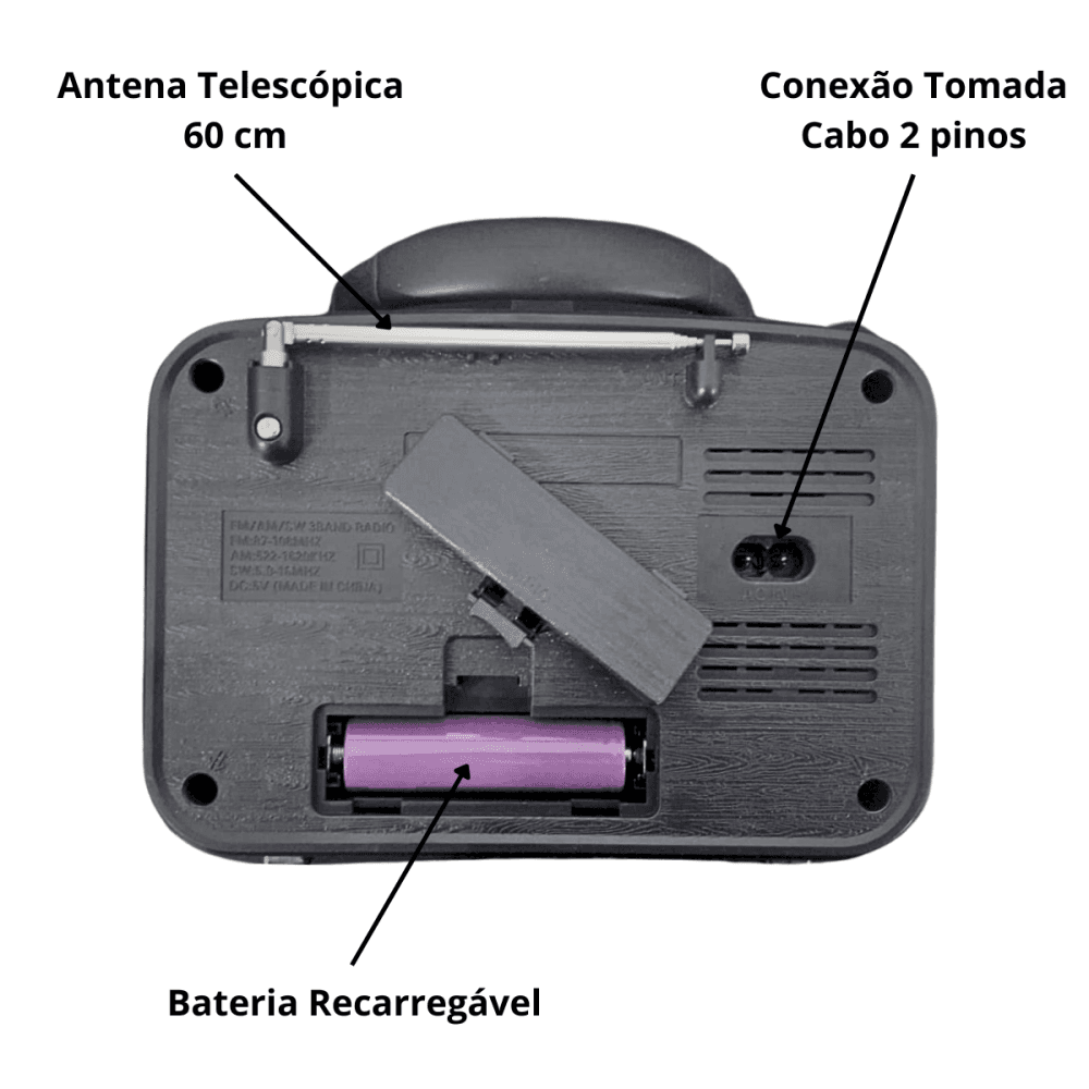 Rádio Retro 3W Bluetooth 5 1 Lanterna EL-1311