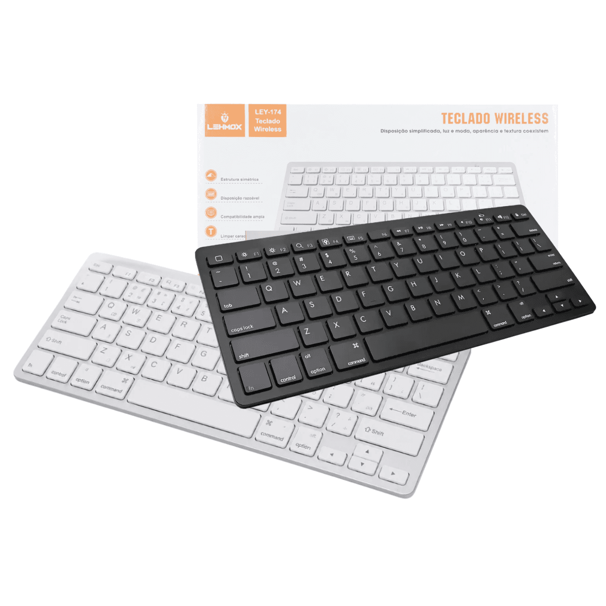Teclado Ultra Fino Bluetooth a Pilha Lehmox LAY-174 — Branco