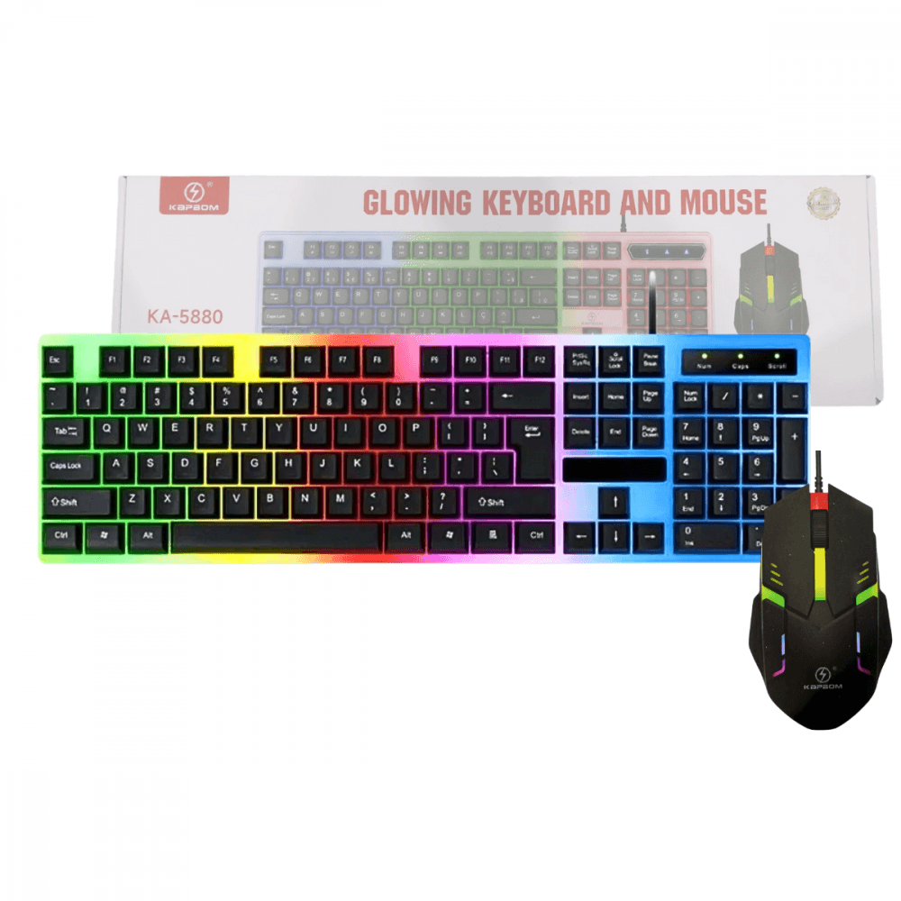 Kit Teclado Mouse Gamer Semi Mecânico LED RGB KA-5880 — default