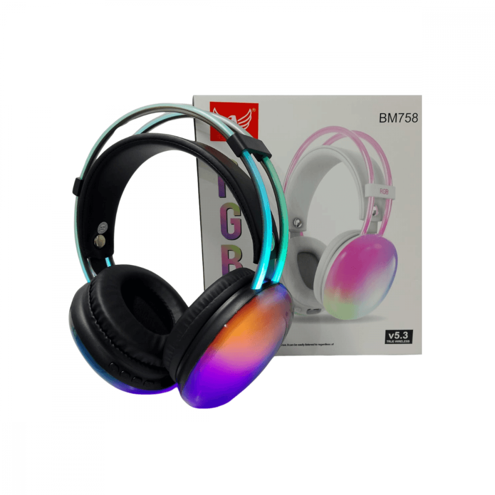 Fone Ouvido Headphone Bluetooth LED RGB Color BM758