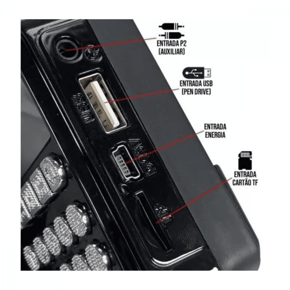 Rádio Portátil Retro Bluetooth 3W Bivolt Recarregável JD-35