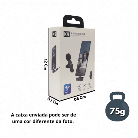 Microfone Condensador Duplo Lapela Wireless TIPO K9-TC-2IN1