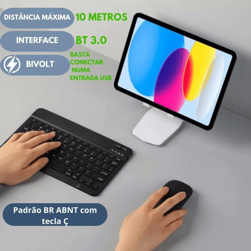 Teclado Mouse BLACK Sem Fio Ultra Fino Portátil TX2382-XF