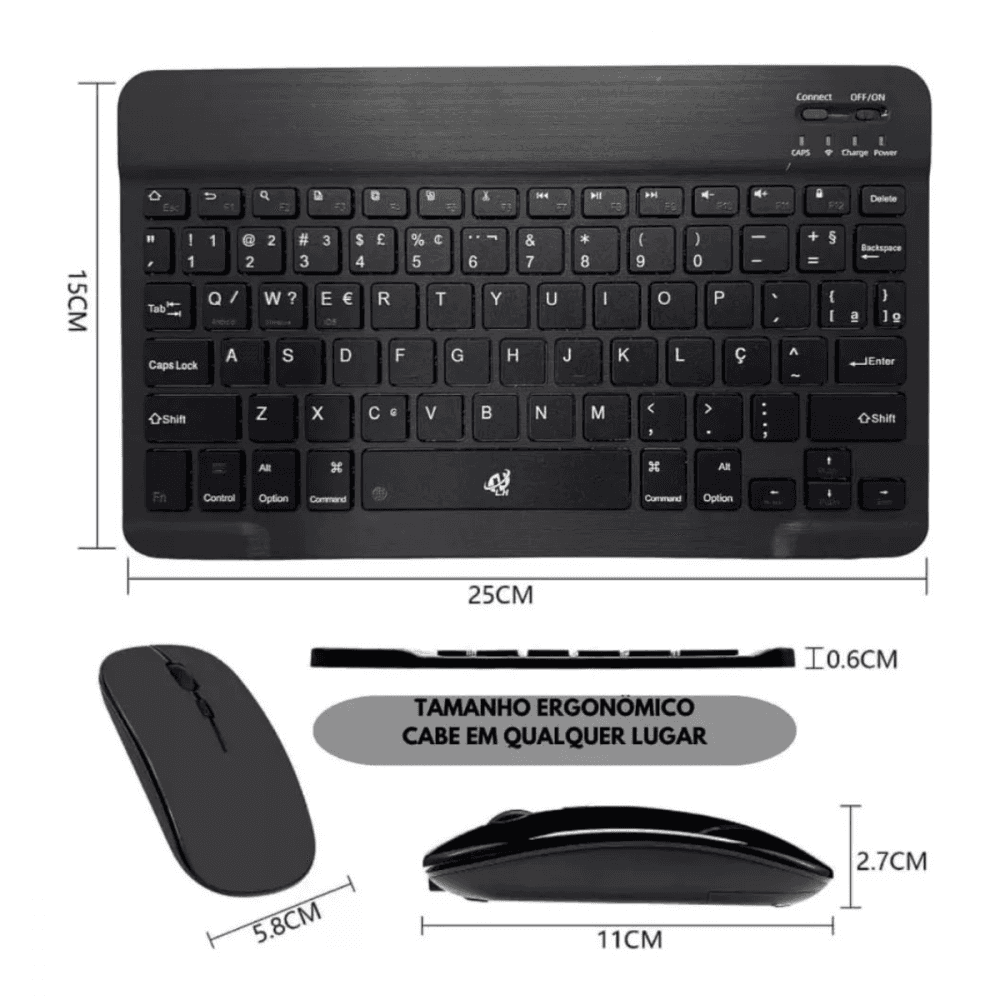 Teclado Mouse BLACK Sem Fio Ultra Fino Portátil TX2382-XF
