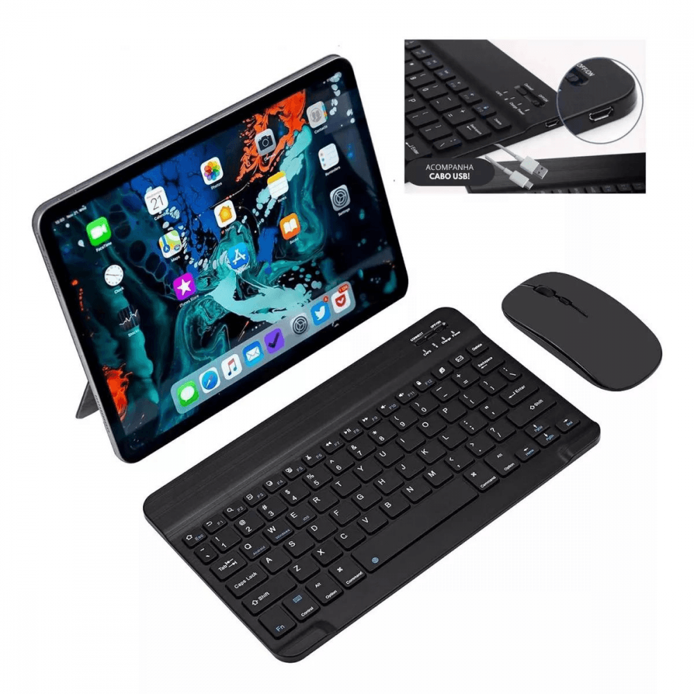 Teclado Mouse BLACK Sem Fio Ultra Fino Portátil TX2382-XF