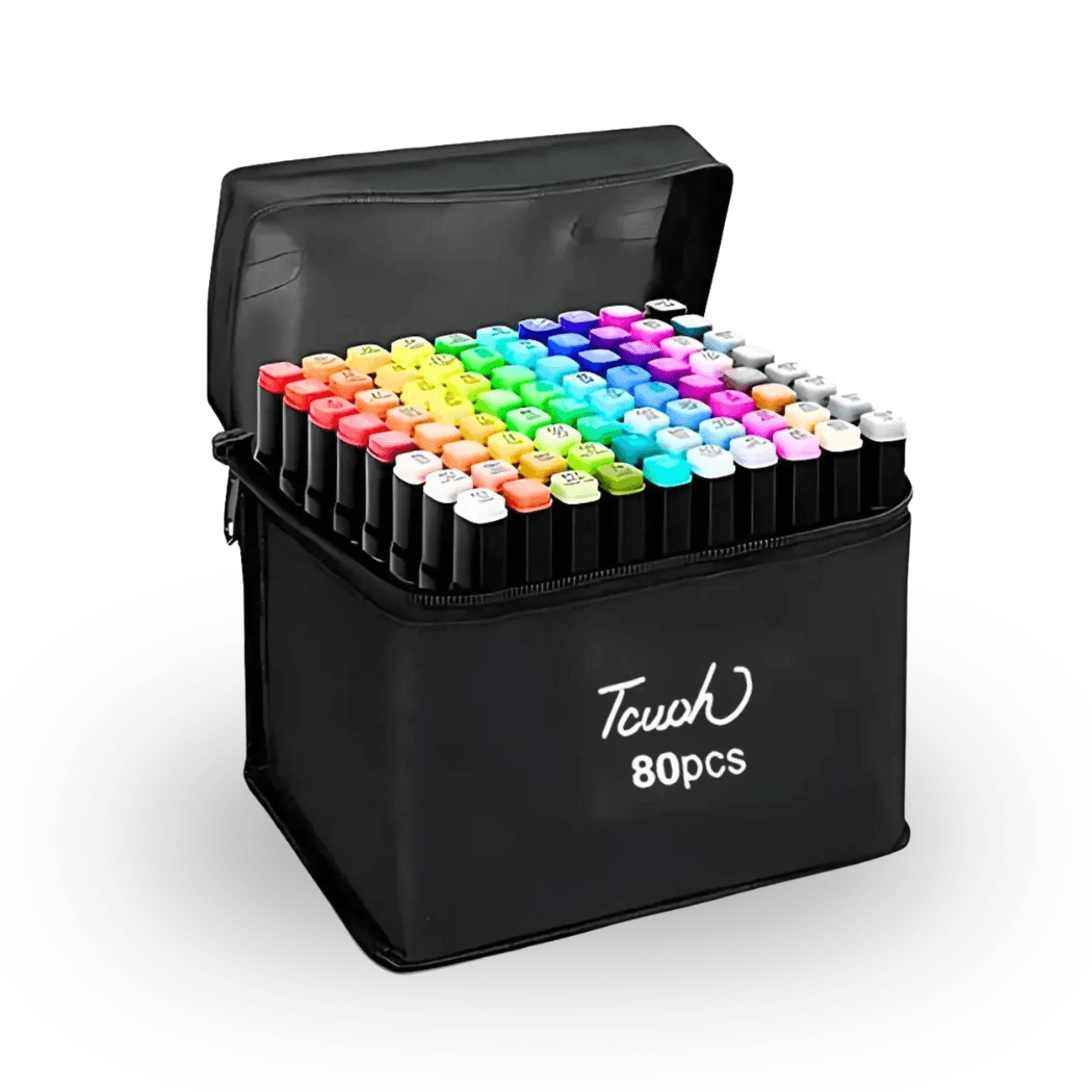 Kit 80 Canetinhas Caderno Desenho 80CanetinhasCaderno