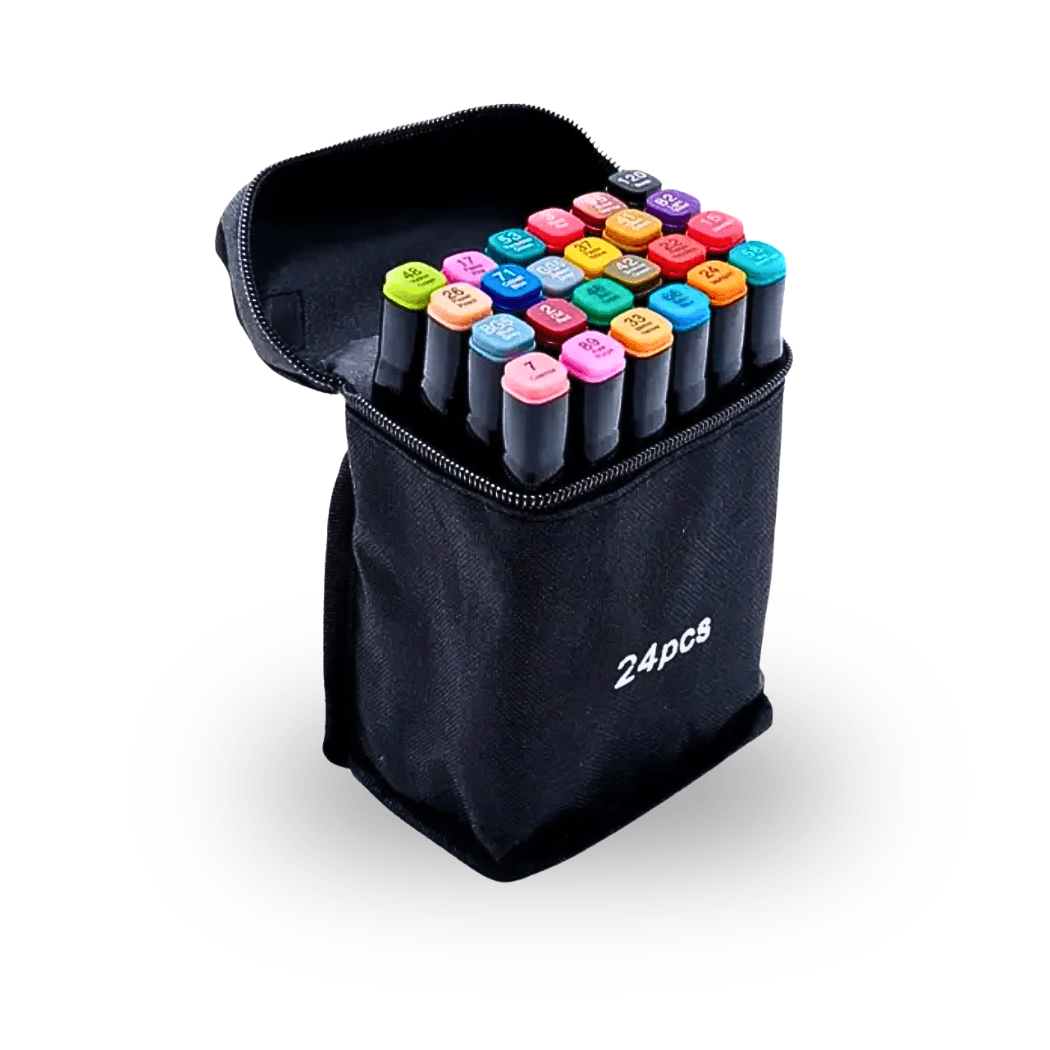 Kit 24 Canetinhas Caderno Desenho 24CanetinhasCaderno