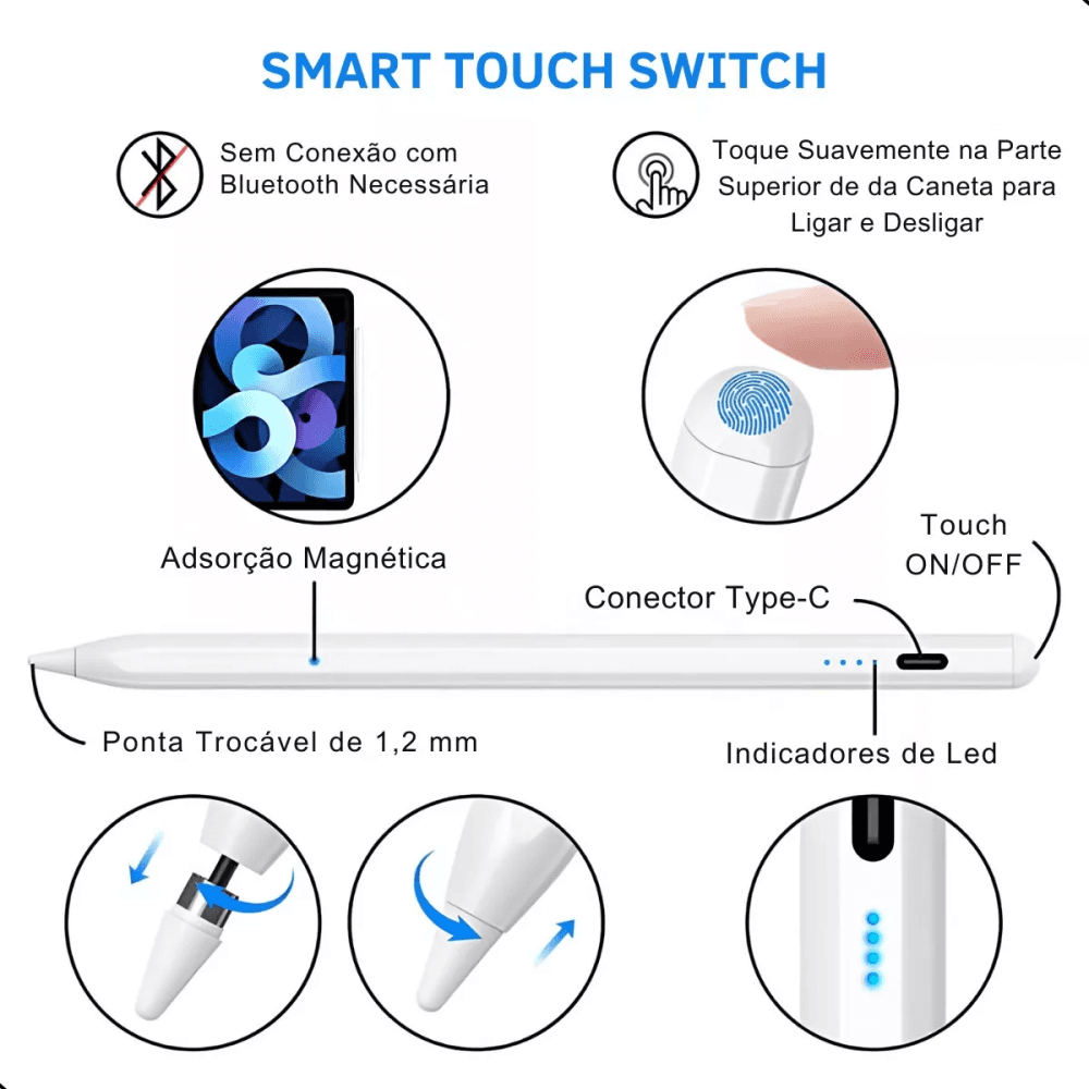Caneta Touchscreen 1 5mm Stylus Universal Celular EL-1841