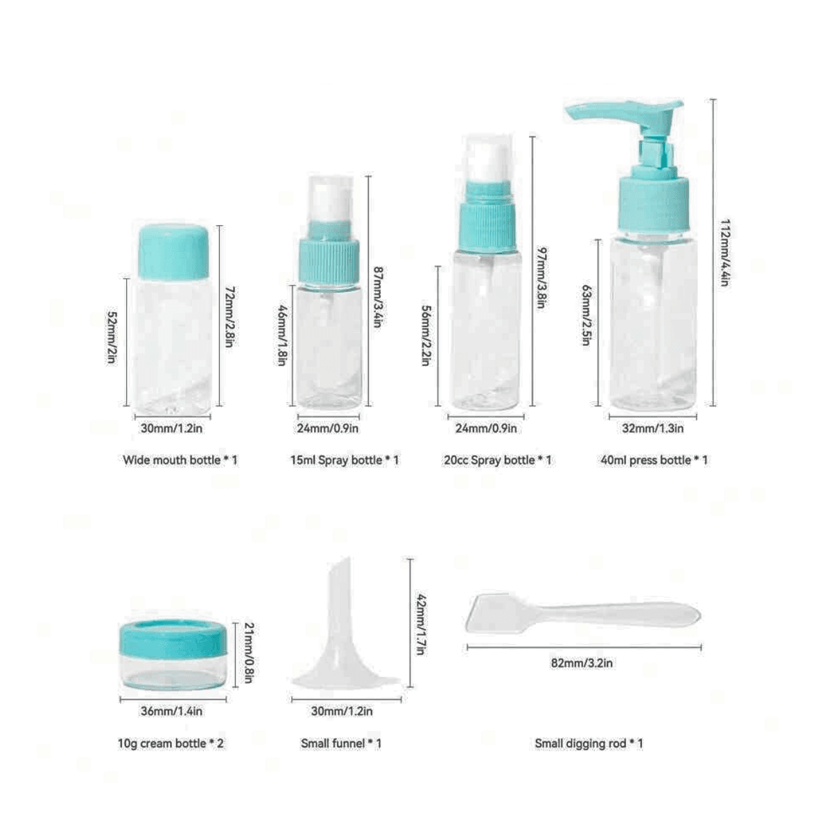 Kit Frascos Viagem 7 Peças Necessaire Organizador AL-3673