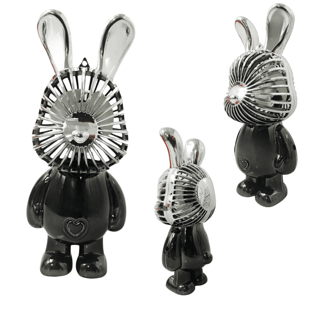 Mini Ventilador Portátil Recarregável Mesa Rabbit Rabbit126 — Prata Degrade Preto