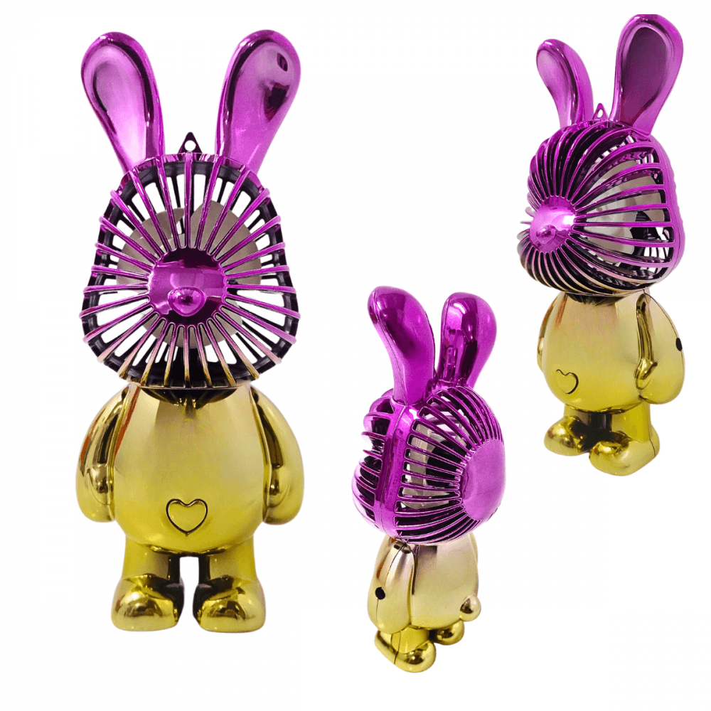 Mini Ventilador Portátil Recarregável Mesa Rabbit Rabbit126 — Lilas Degrade Amarelo