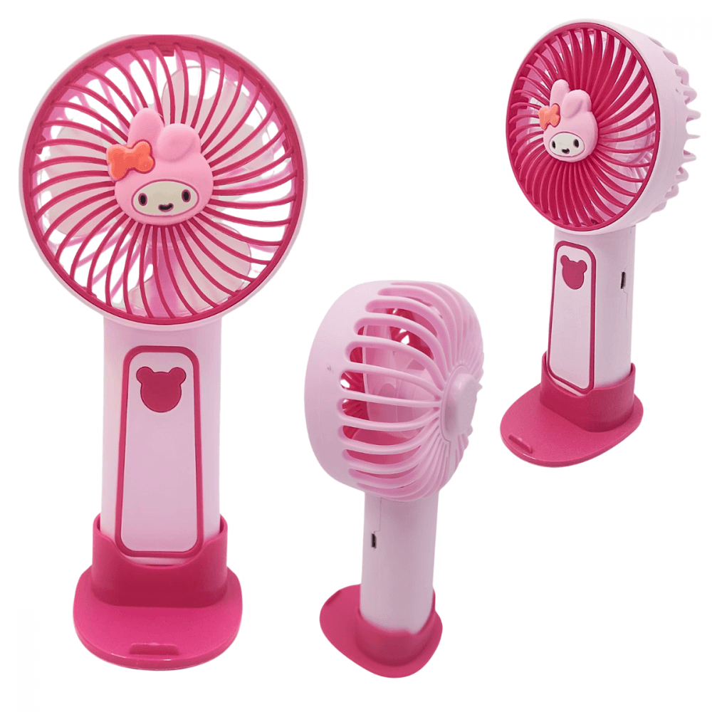 Mini Ventilador Portátil Recarregável Mesa Logo Urso TX265 — Rosa