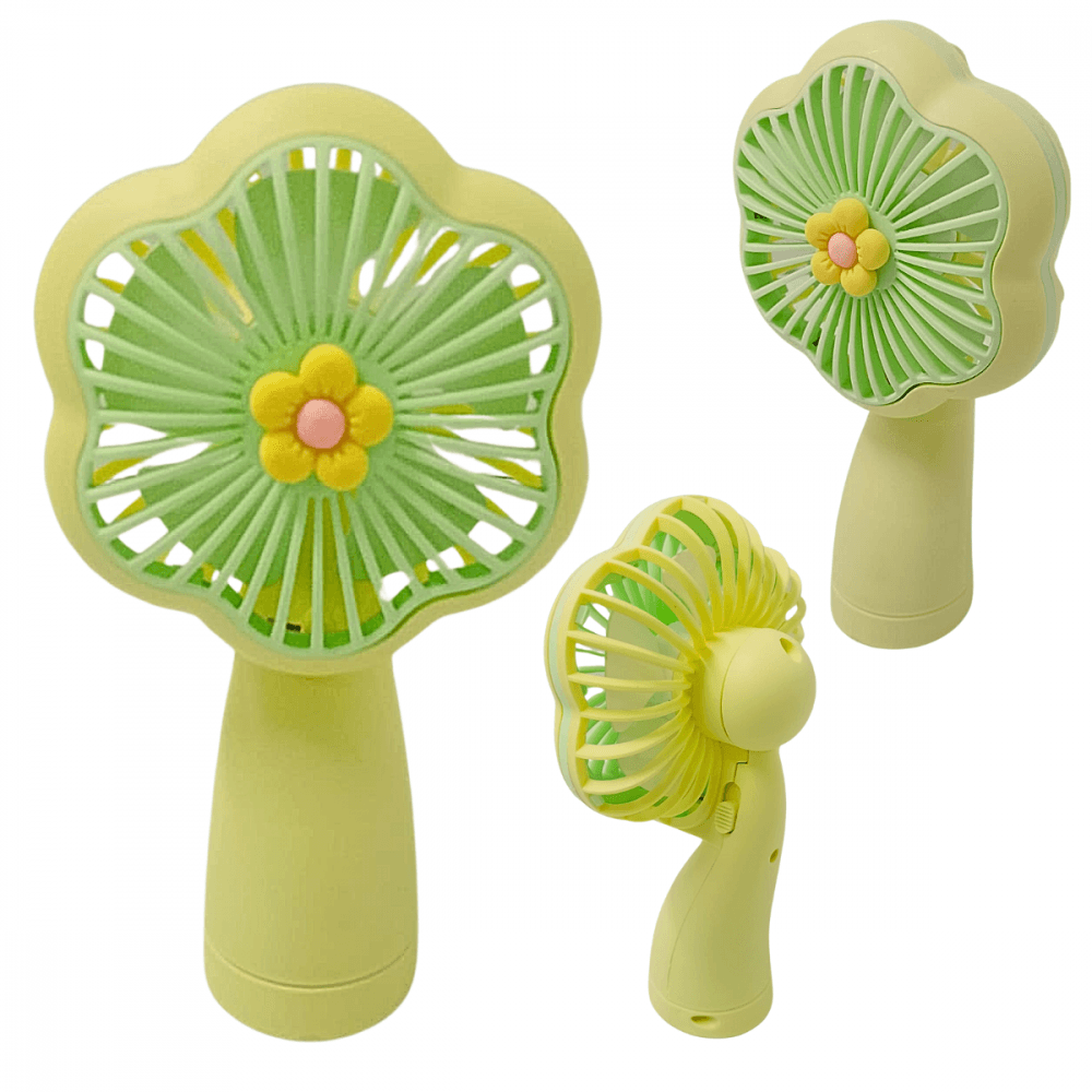 Mini Ventilador Portátil Recarregável Mesa Luz LED HQ66-13A — Amarelo