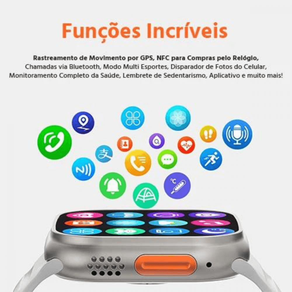 Relógio Inteligente Smartwatch 49mm 04 Pulseiras ZT04ULTRA2