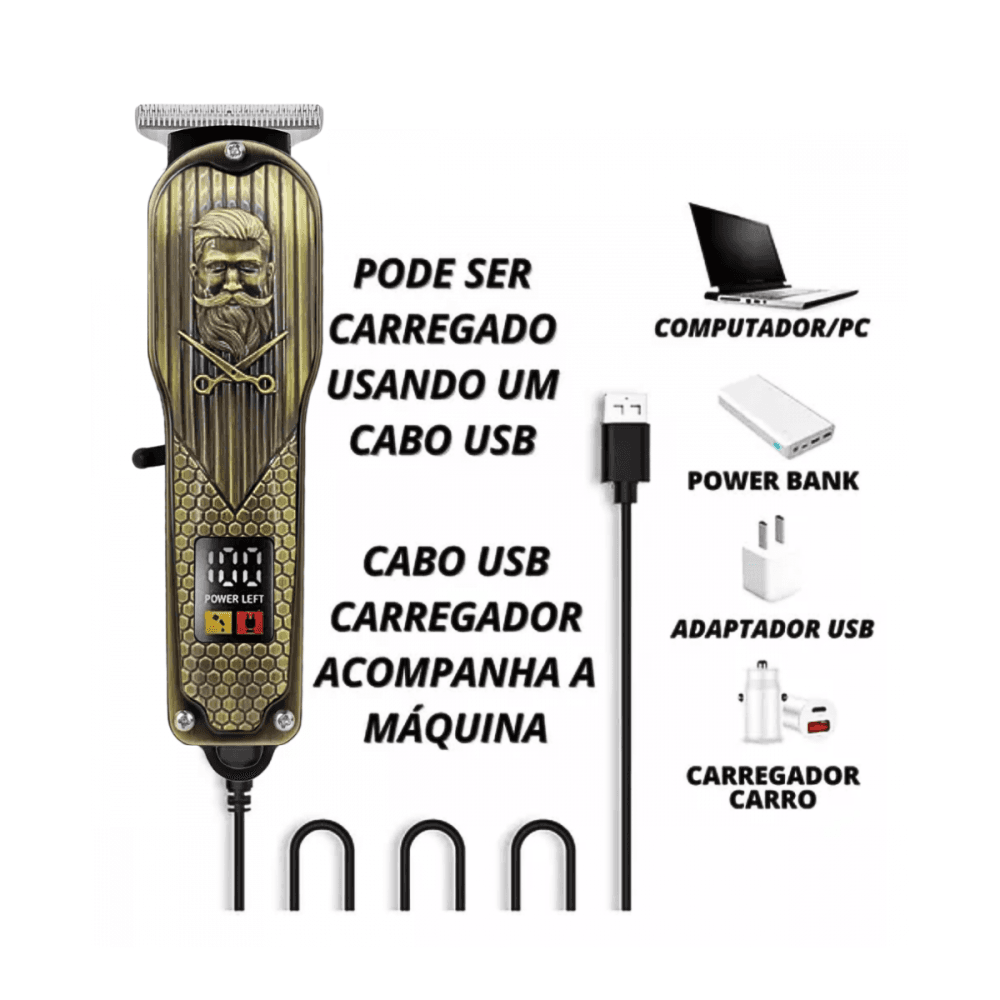 Máquina Aparador Pêlo Cabelo Barba Profissional AL-2928