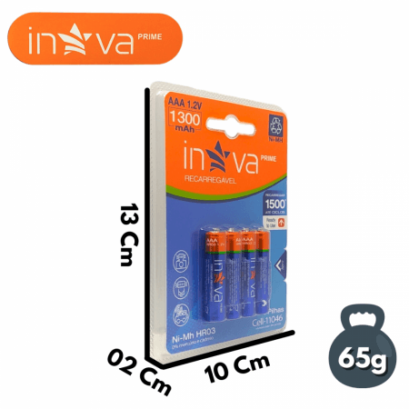 Cartela 04 Pilhas Recarregáveis AAA 1 2V Cell-1104612079-AAA