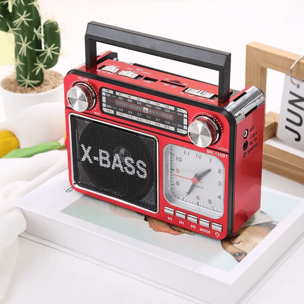 Rádio Retrô Portátil Bluetooth Relógio Analógico KA-135