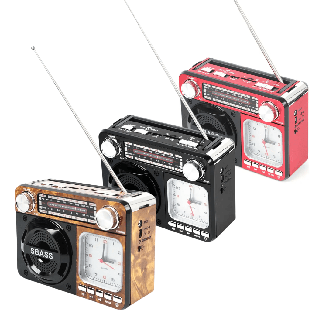 Radio Retrô Portátil Bluetooth Relógio Analógico KA-136