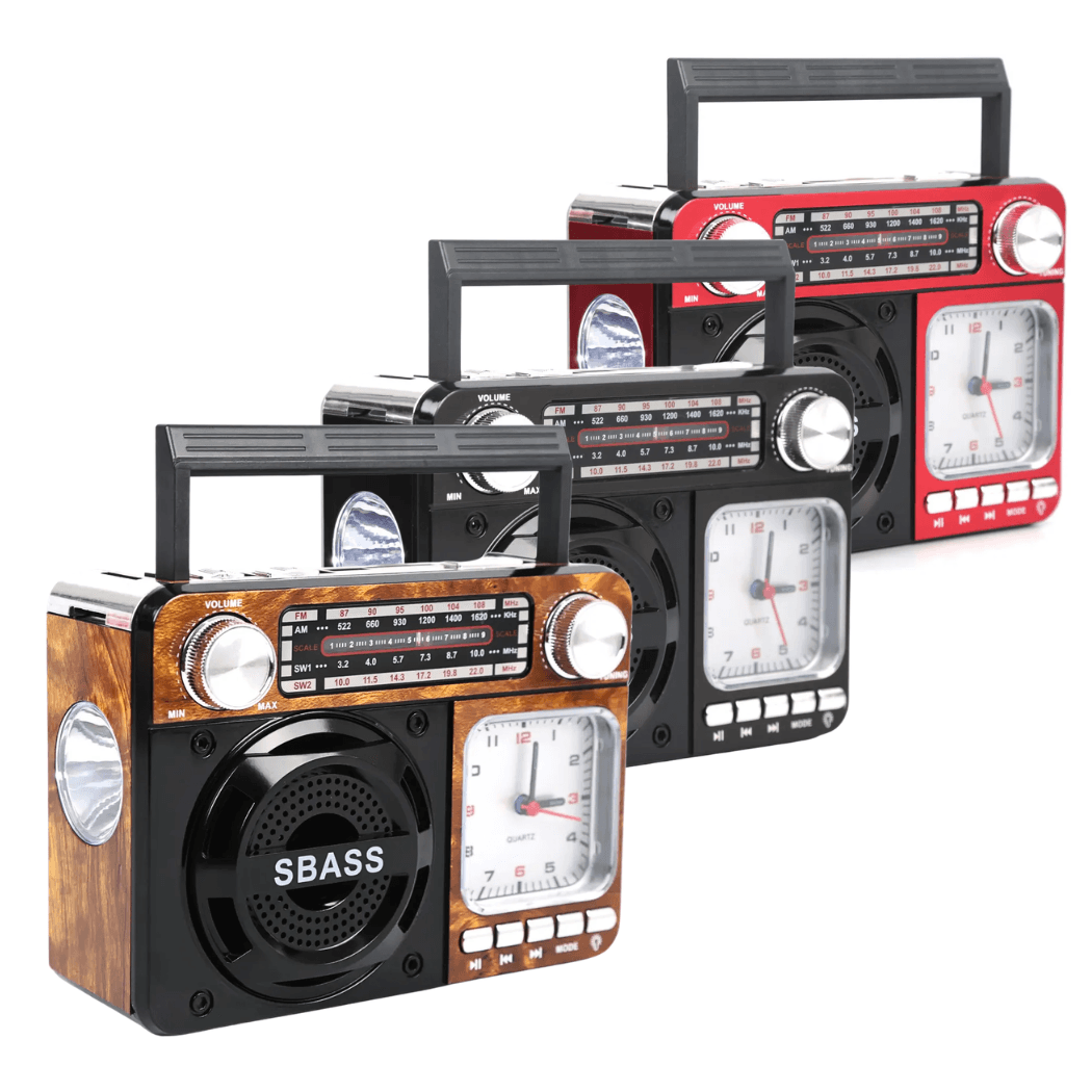 Radio Retrô Portátil Bluetooth Relógio Analógico KA-136