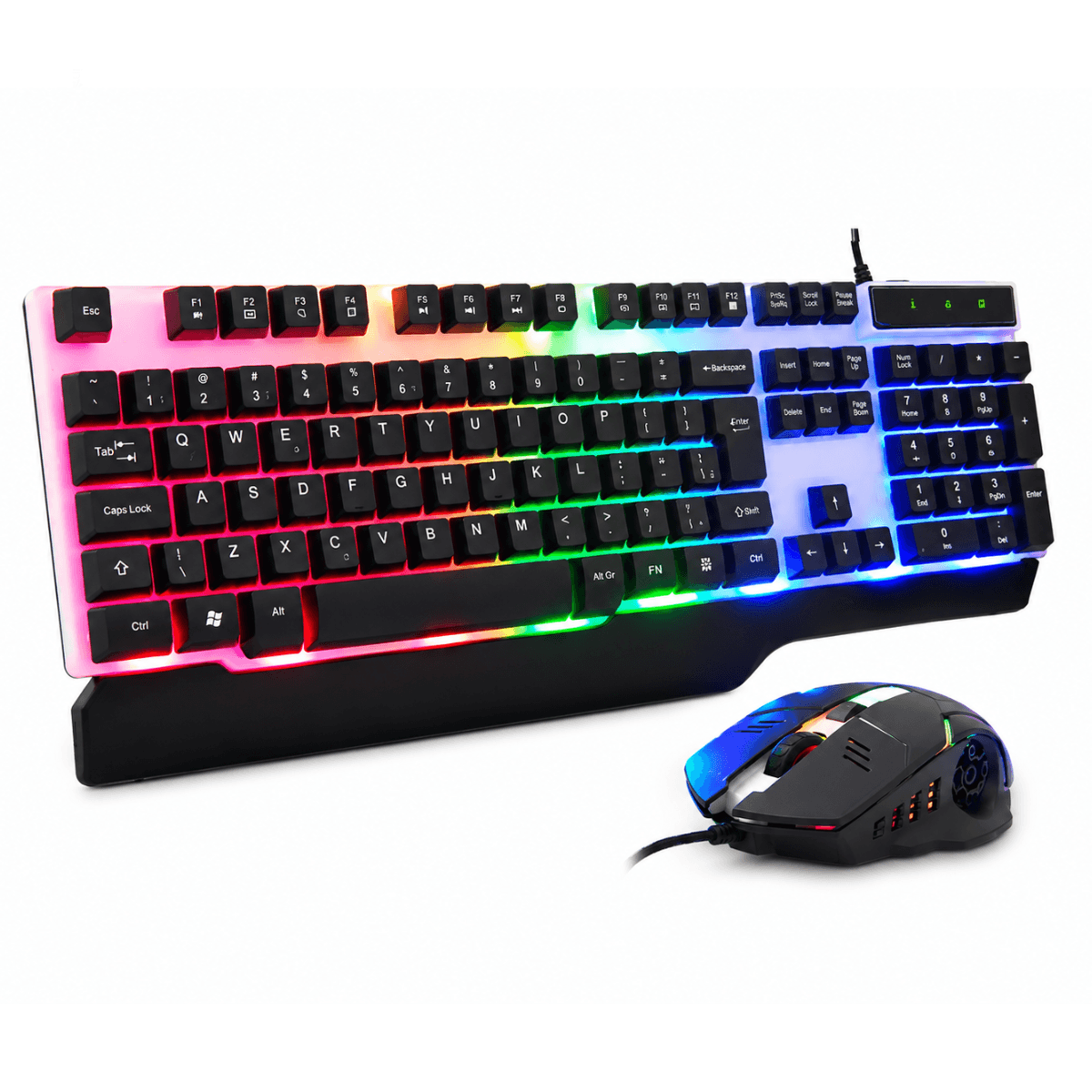 Kit Teclado Mouse Gamer Semi Mecânico LED RGB KA-688