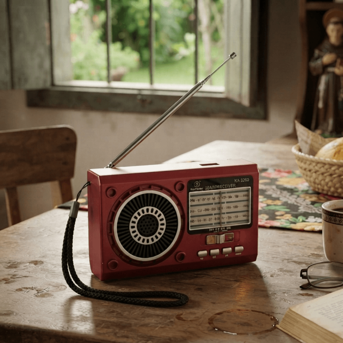 Rádio Retrô AM FM SW Recarregável Energia Solar KA-3359