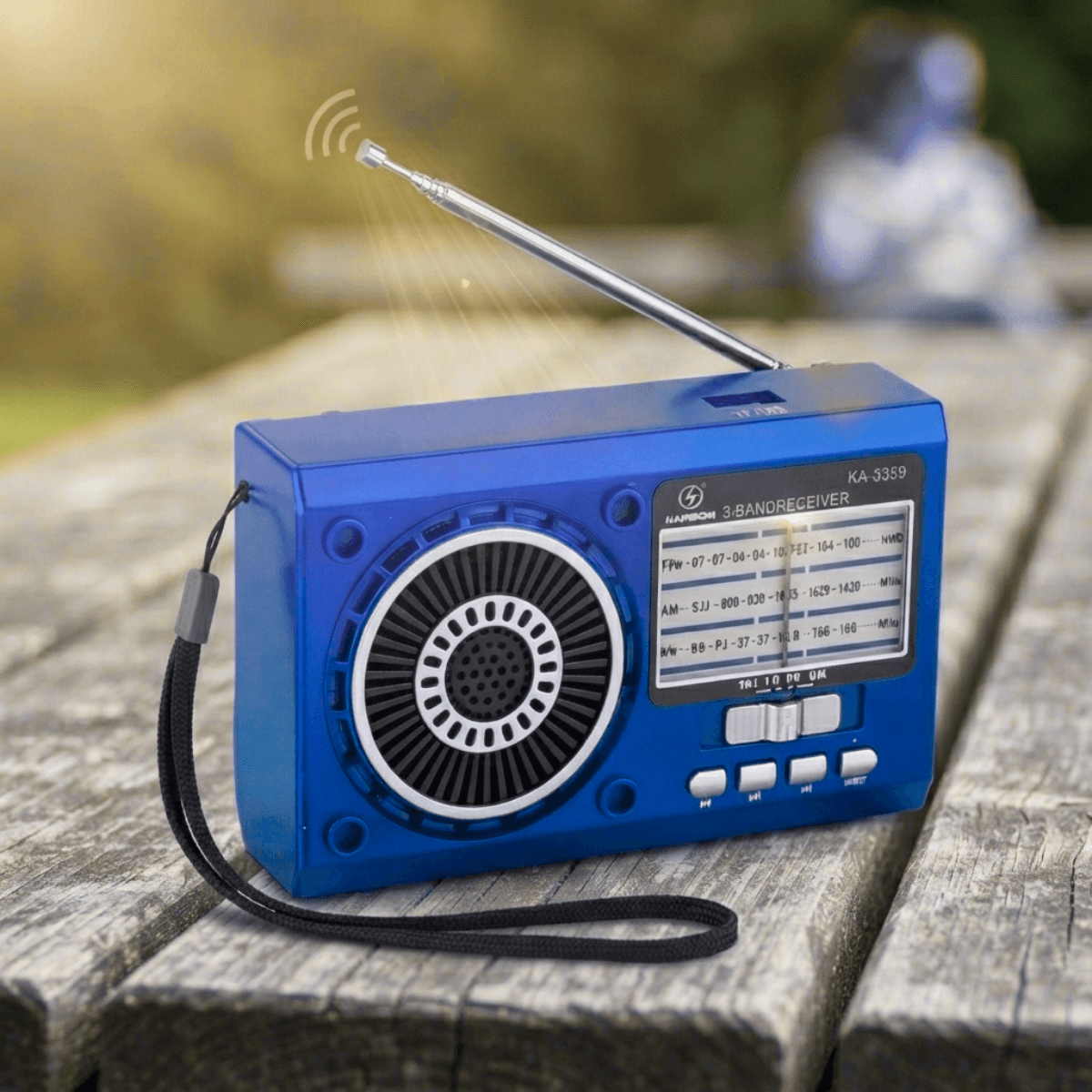 Rádio Retrô AM FM SW Recarregável Energia Solar KA-3359