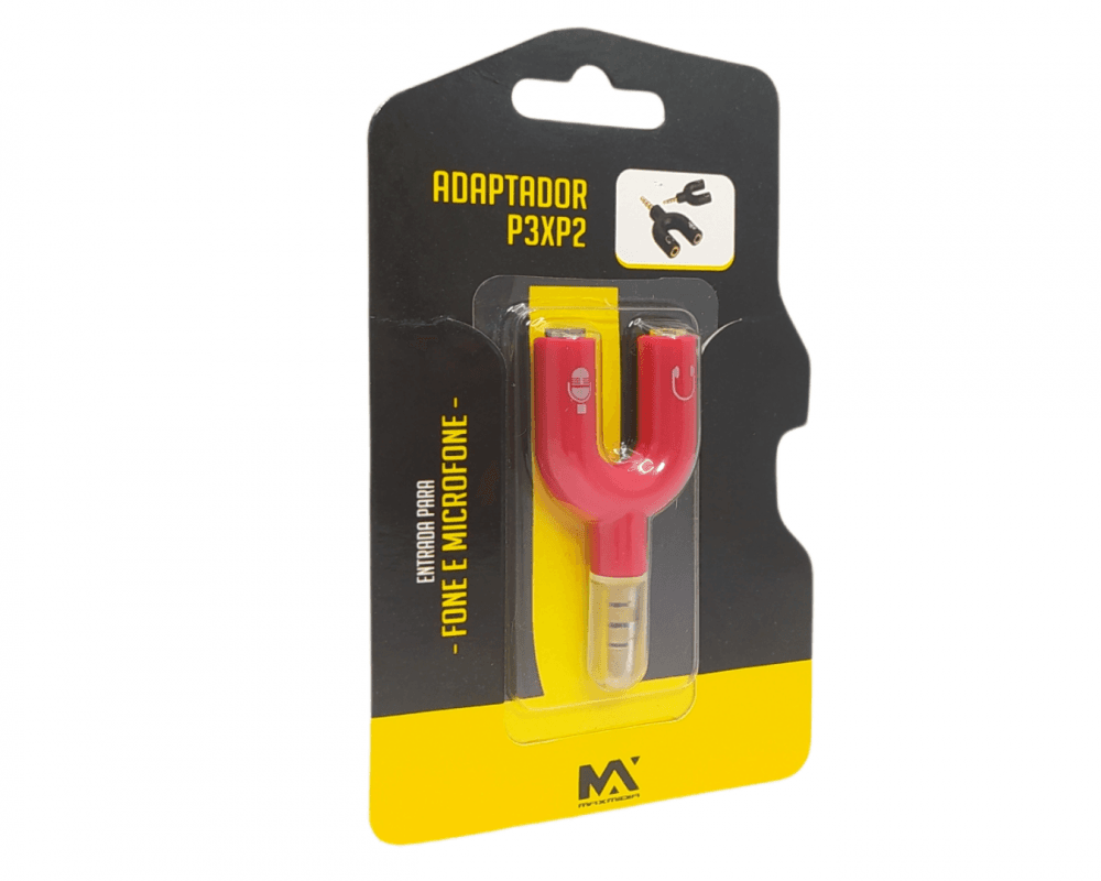 Adaptador Fone microfone P3xP2 Maxmidia MAX-ADP3