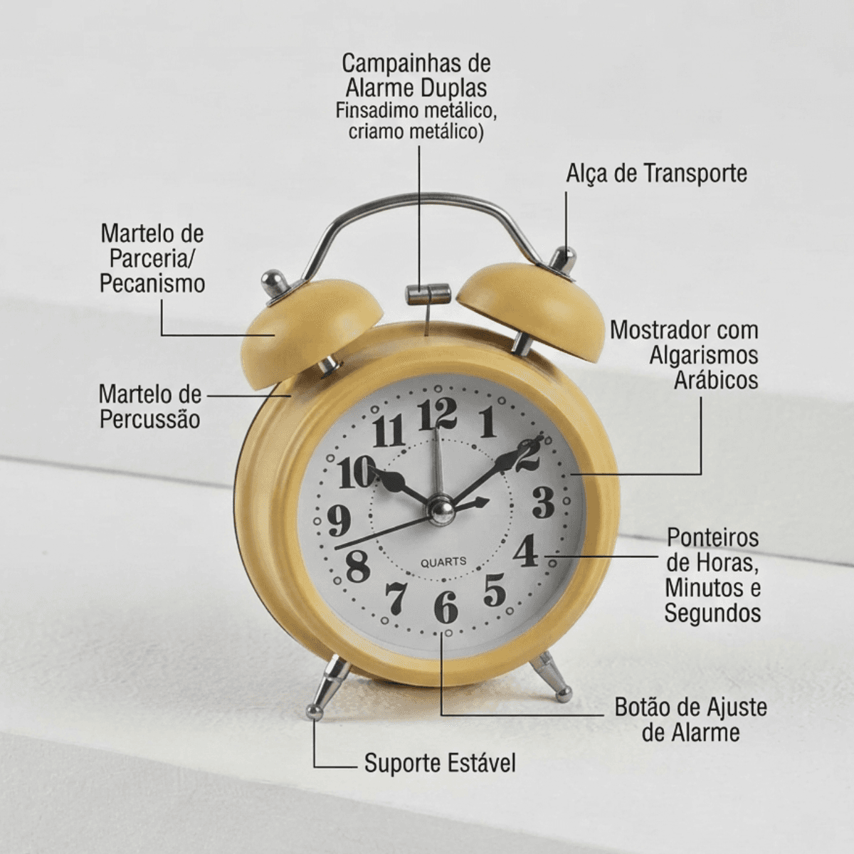 Relógio Despertador Analógico Retrô 11 cm AL-2310