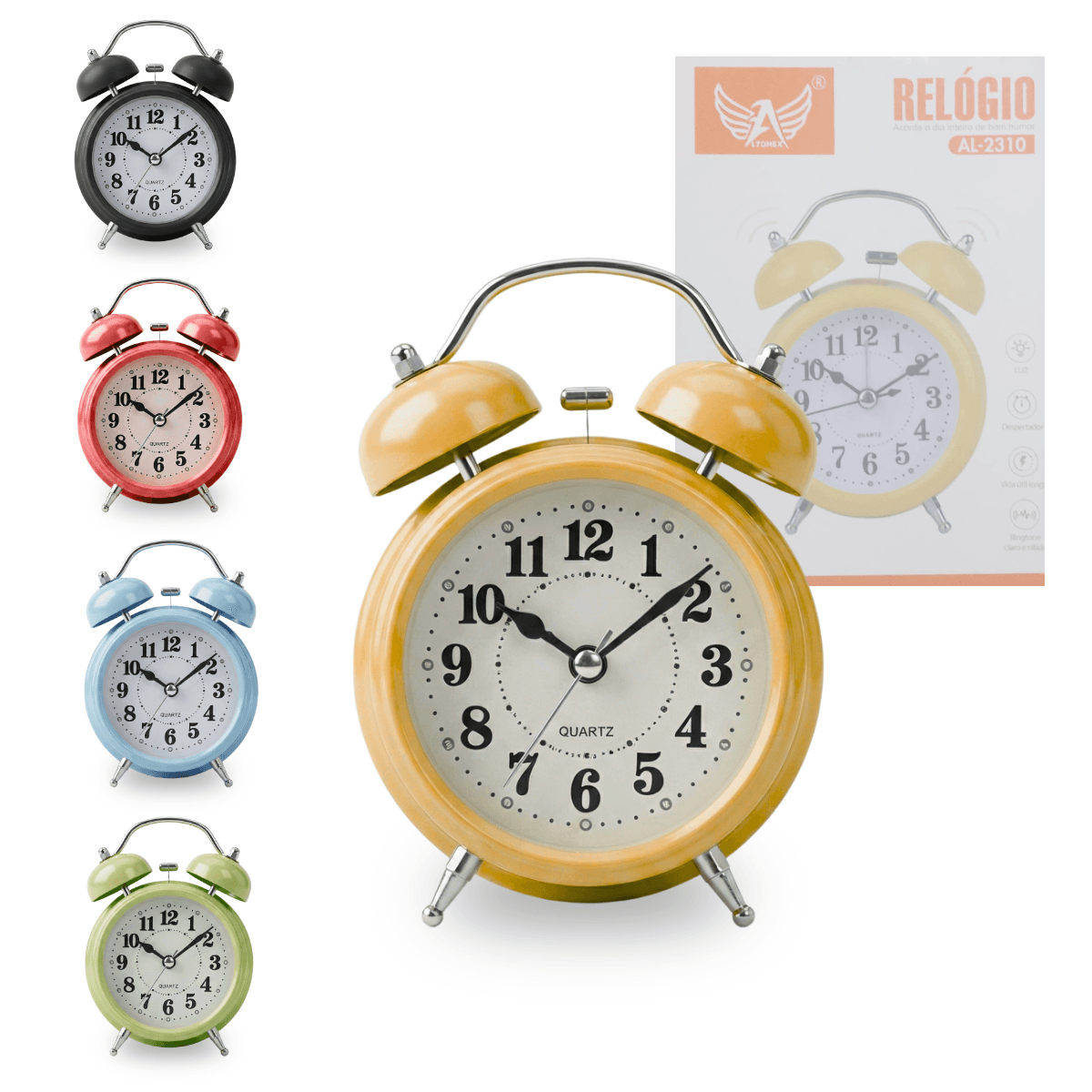 Relógio Despertador Analógico Retrô 11 cm AL-2310