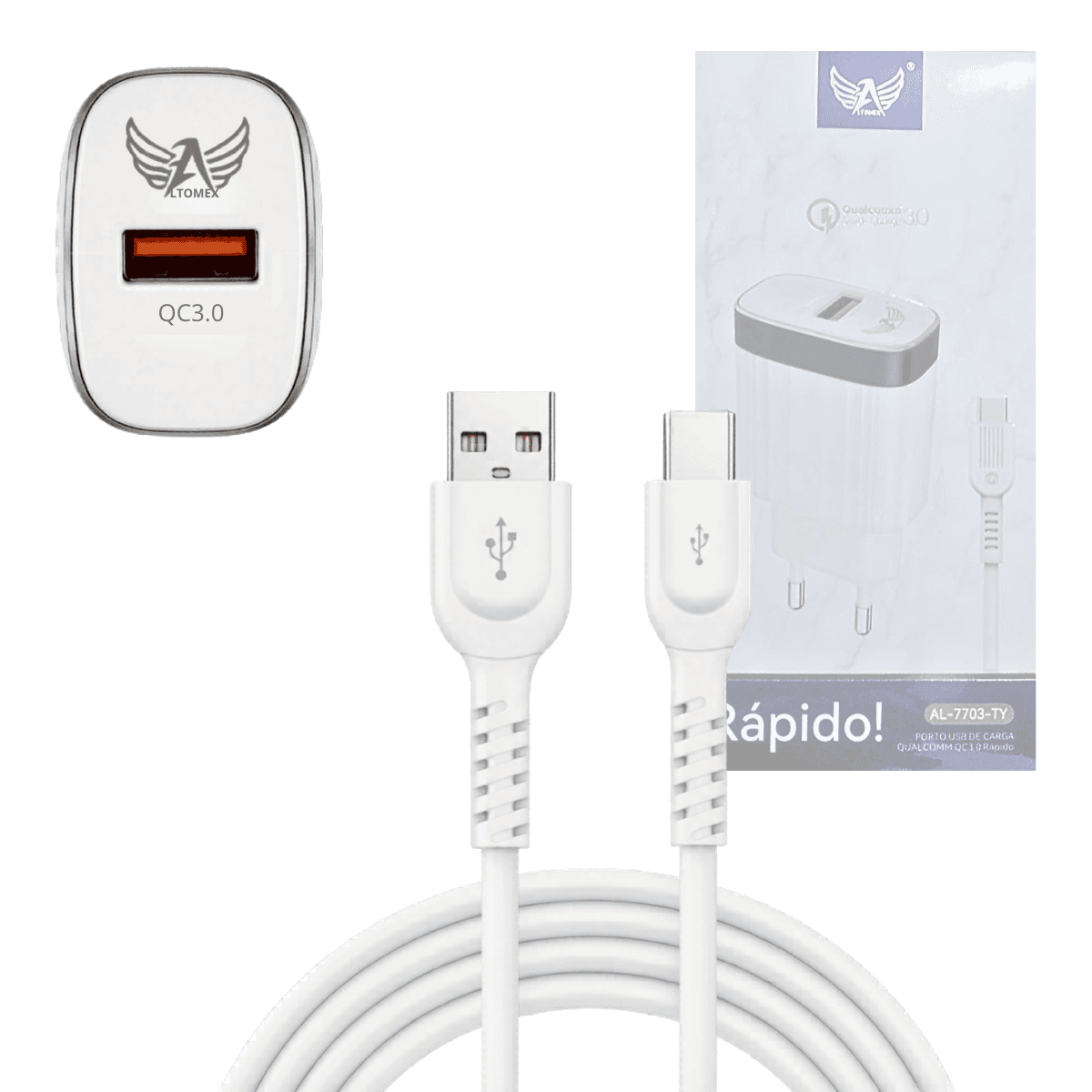 Carregador Completo Rápido 5 1A 01 Porta USB Cabo AL-7703-TY — default