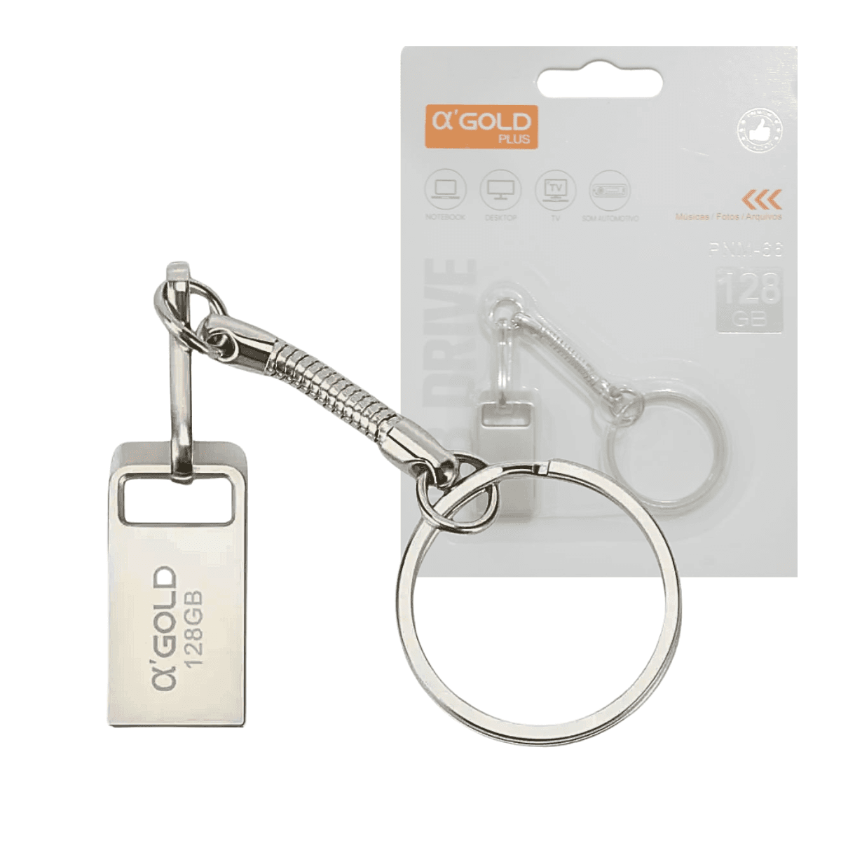 Pendrive 128GB USB-A Metálico Mini Chaveiro A Gold PNM-66 — default