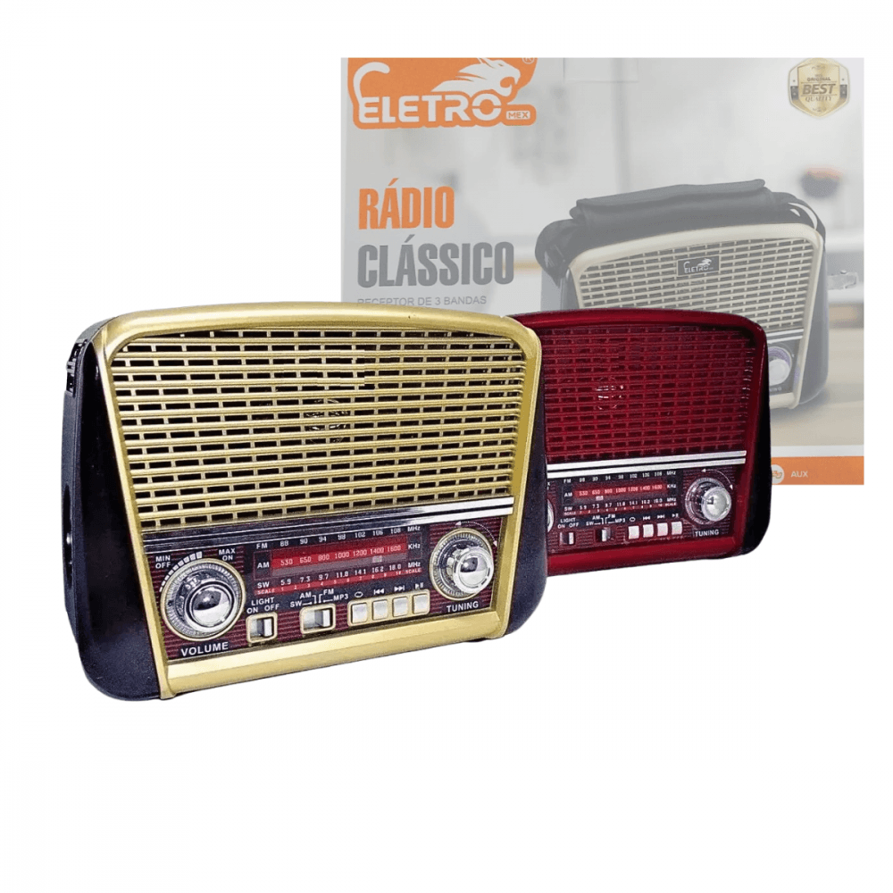 Rádio Retro 3W Bluetooth 5 1 Lanterna EL-1302 — default