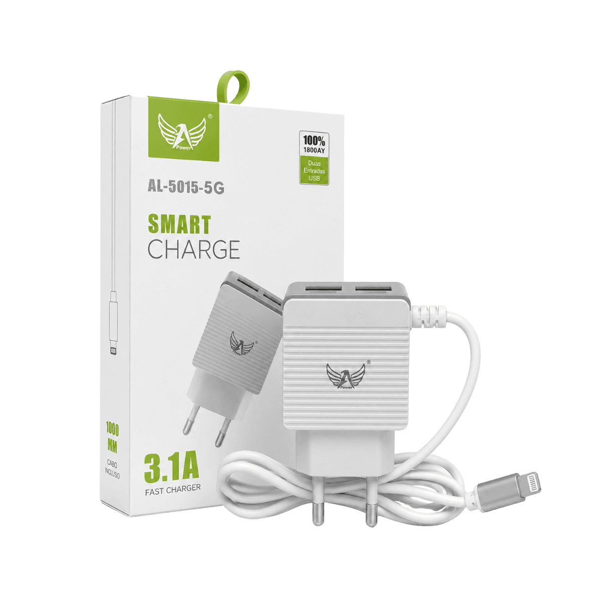 Carregador Completo 3 1A 02 Portas USB Cabo Fixo AL-5015-5G — default