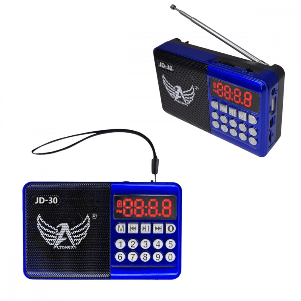 Rádio Retro Bluetooth 3W FM AM Bateria Entrada JD-30 — Azul