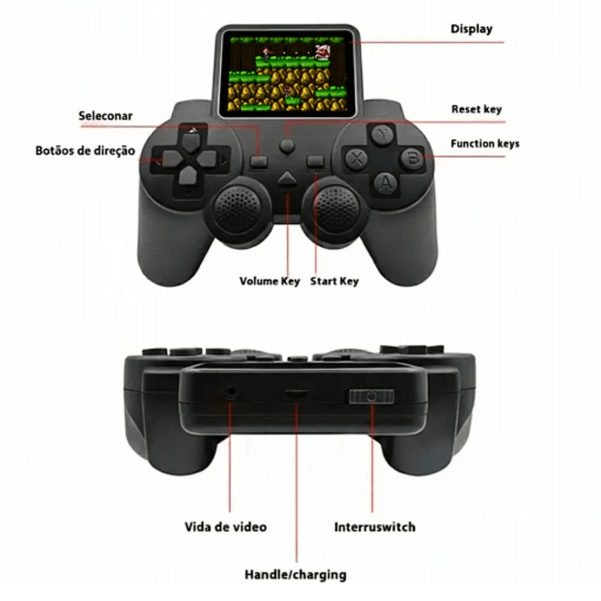 Mini Game Portátil Mão 520 Jogos Retrô Recarregável T TZ-129