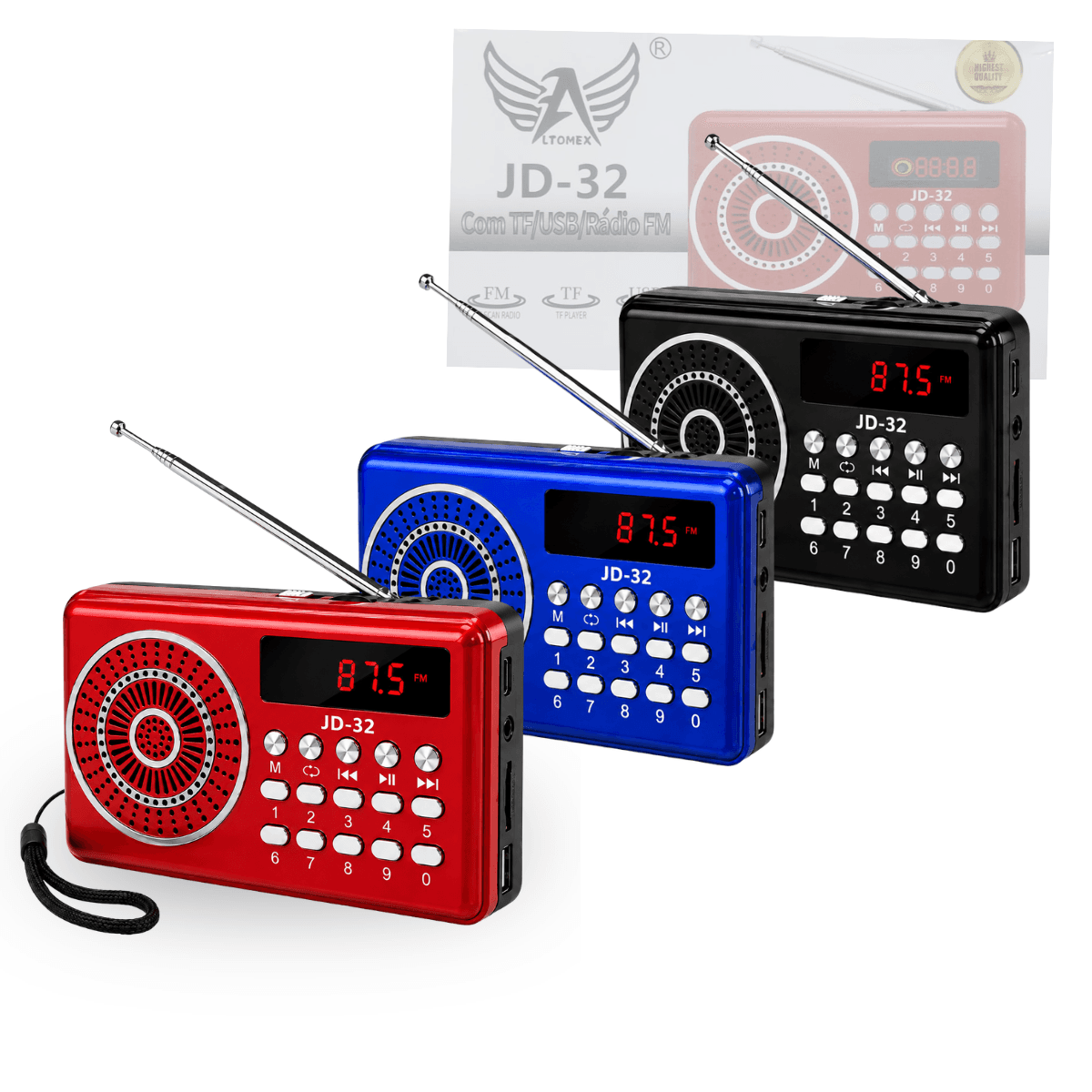 Rádio Retrô Digital FM USB com Alça JD-32 — default