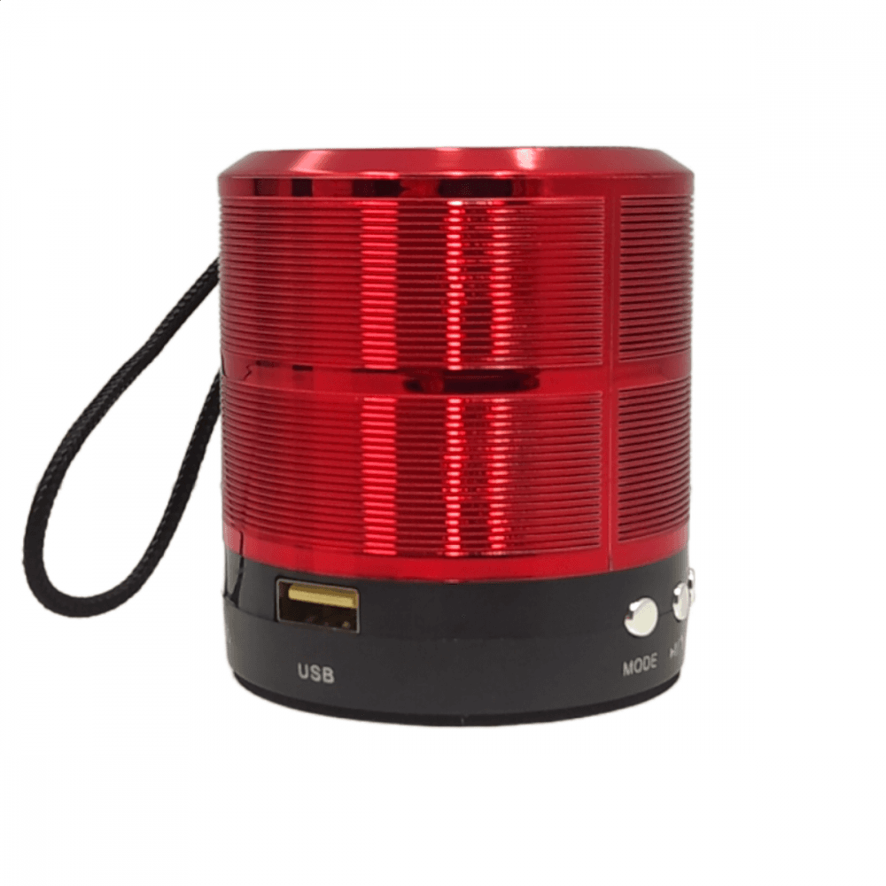 Mini Caixa Som Bluetooth Rádio FM Entrada SD WS-887 — Vermelho