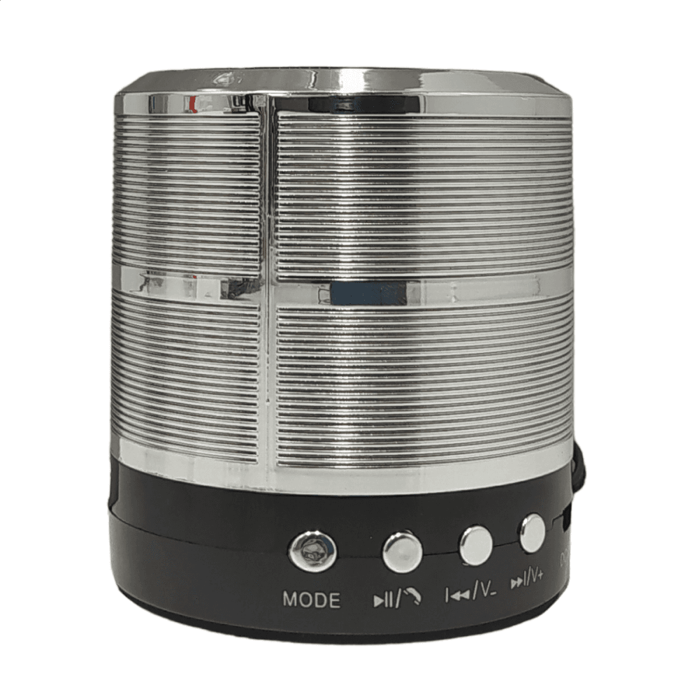 Mini Caixa Som Bluetooth Rádio FM Entrada SD WS-887 — Prata