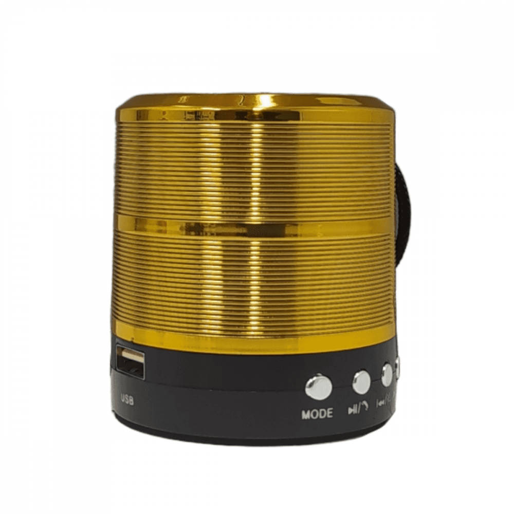 Mini Caixa Som Bluetooth Rádio FM Entrada SD WS-887 — Dourado