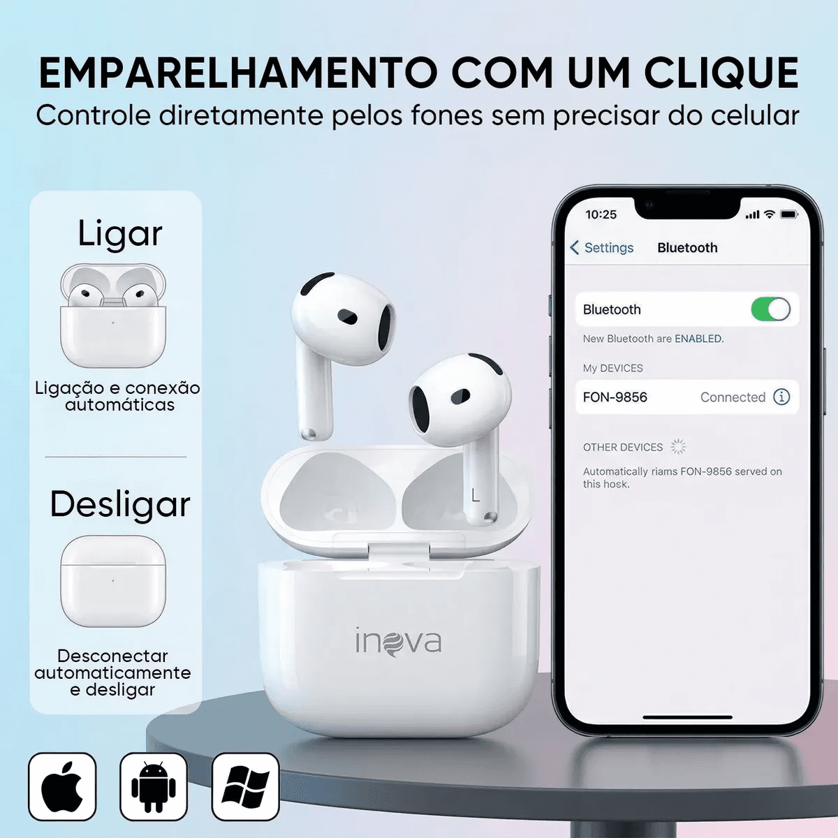Fone Ouvido Sem Fio TWS Bluetooth 6 0 BA-FON173A