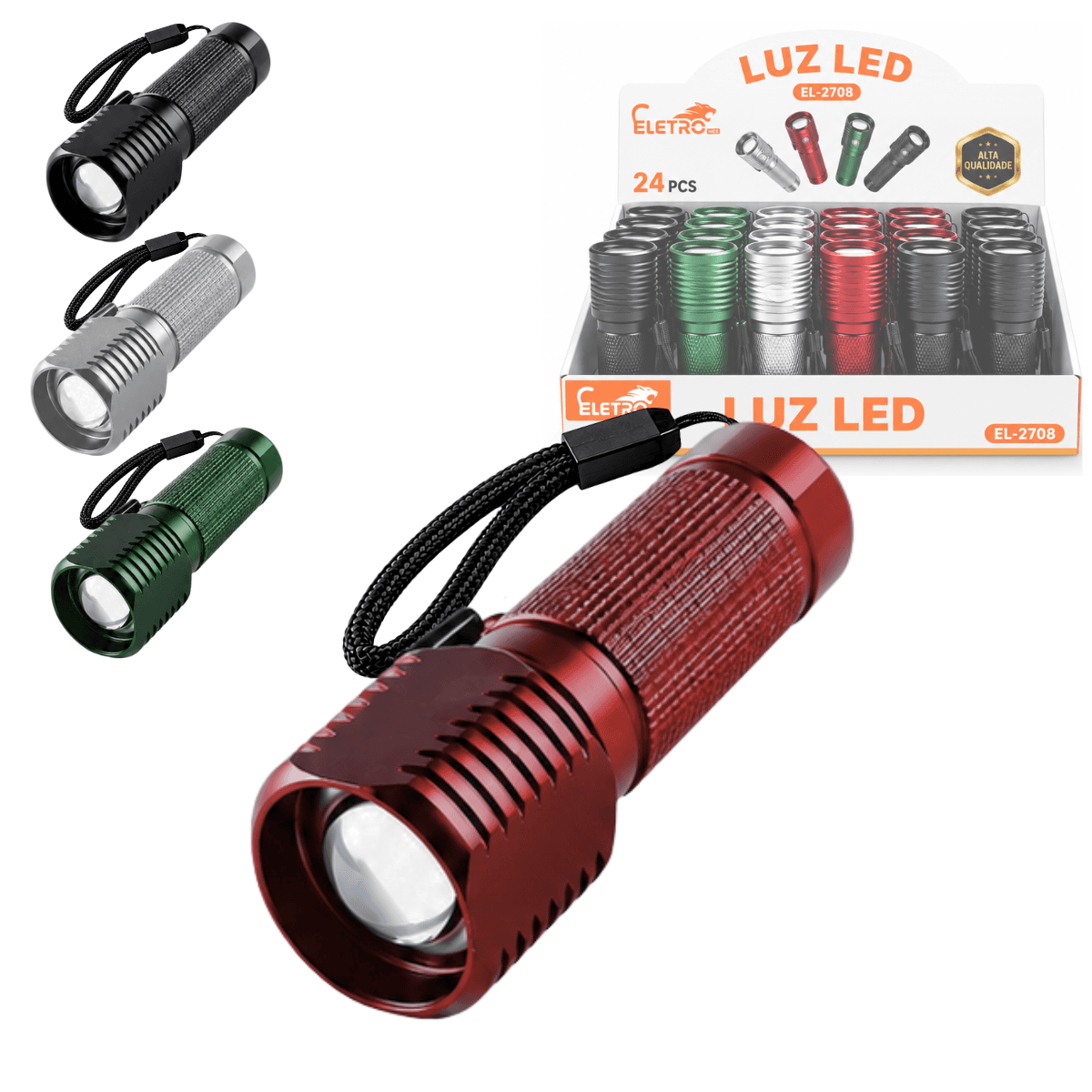 Mini Lanterna LED Zoom Ajustável Alça Transporte a EL-2708 — default