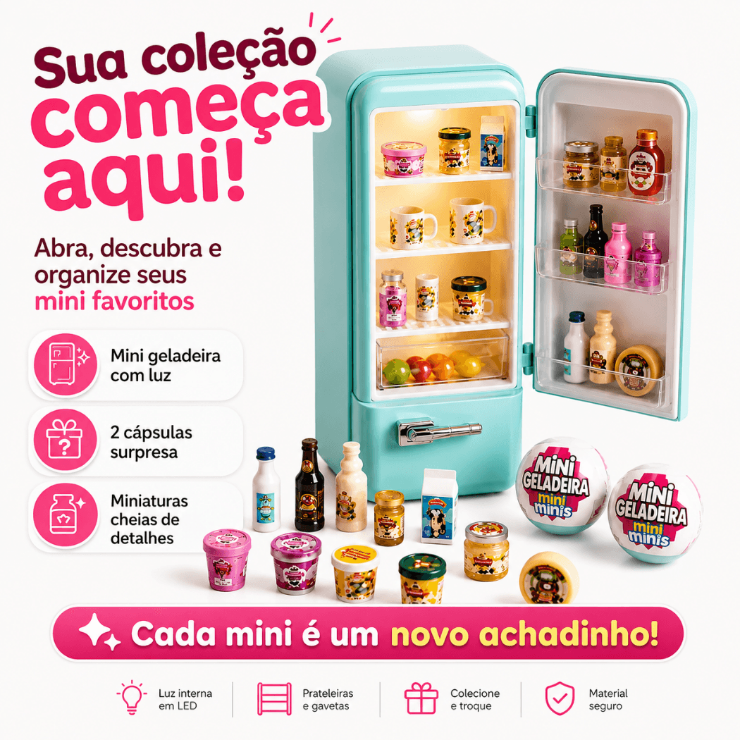 Mini Geladeira Colecionável Luz LED 2 Cápsulas TZ-8888