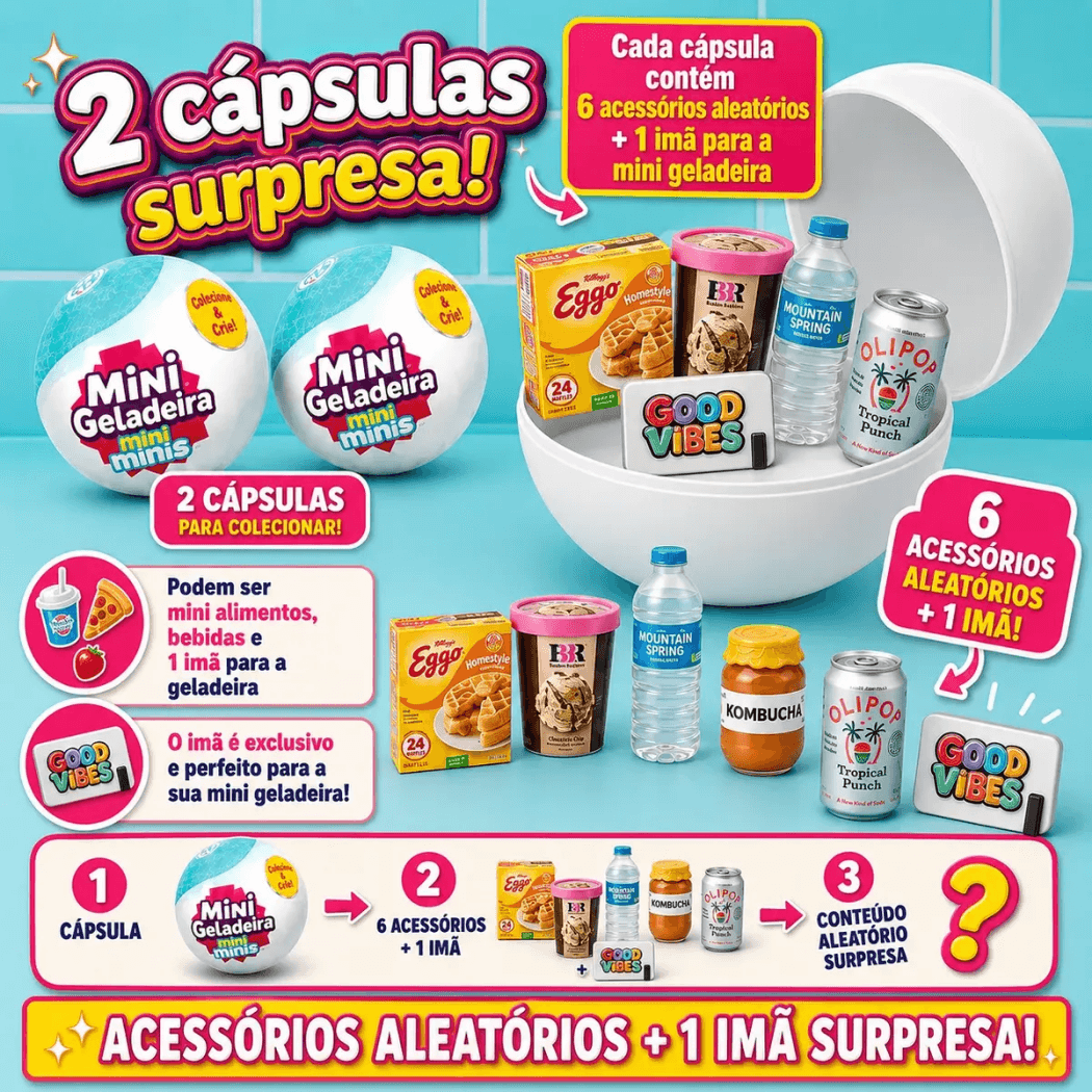 Mini Geladeira Colecionável Luz LED 2 Cápsulas TZ-8888