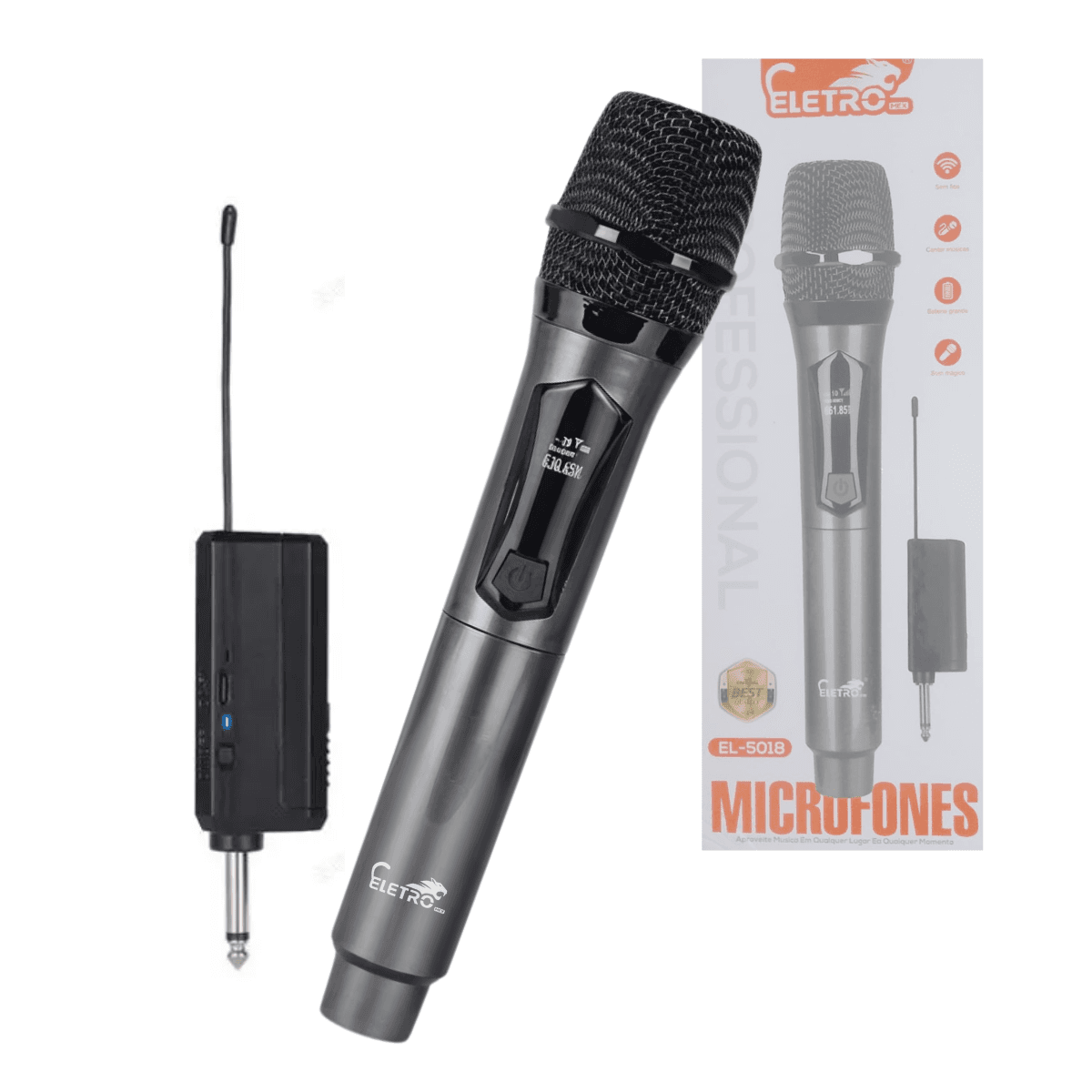 Microfone Sem Fio Conexão Adaptador P2 Macho EL-5018 — default